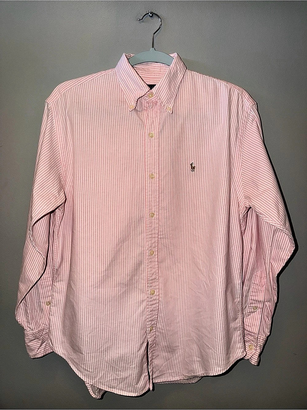 Polo Ralph Lauren women’s 6 Pink White Vertical Striped Button shirt old money